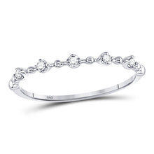 Load image into Gallery viewer, 10K White Gold Round Diamond Women's Bead Dot Stackable Ring 1/20 Cttw - Splendid Jewellery