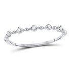 10K White Gold Round Diamond Women's Bead Dot Stackable Ring 1/20 Cttw - Splendid Jewellery