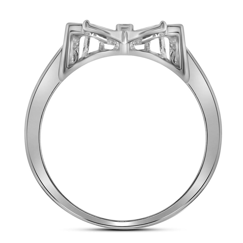 10K White Gold Round Diamond Women's Butterfly Bug Cluster Designer Ring 1/20 Cttw - Splendid Jewellery