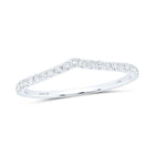 10K White Gold Round Diamond Women's Chevron Stackable Band Ring 1/6 Cttw - Splendid Jewellery