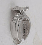 10K White Gold Round Diamond Women's Cinderella Cluster Bridal Wedding Engagement Ring 1 Cttw - Splendid Jewellery