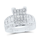 10K White Gold Round Diamond Women's Cinderella Cluster Bridal Wedding Engagement Ring 1 Cttw - Splendid Jewellery