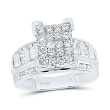 Load image into Gallery viewer, 10K White Gold Round Diamond Women's Cinderella Cluster Bridal Wedding Engagement Ring 1 Cttw - Splendid Jewellery