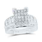 10K White Gold Round Diamond Women's Cinderella Cluster Bridal Wedding Engagement Ring 1 Cttw - Splendid Jewellery