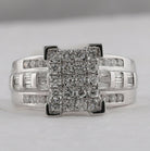 10K White Gold Round Diamond Women's Cinderella Cluster Bridal Wedding Engagement Ring 1 Cttw - Splendid Jewellery