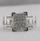 10K White Gold Round Diamond Women's Cinderella Cluster Bridal Wedding Engagement Ring 1 Cttw - Splendid Jewellery