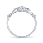 10K White Gold Round Diamond Women's Claddagh Heart Ring . 0.02 Cttw - Splendid Jewellery