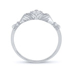 10K White Gold Round Diamond Women's Claddagh Heart Ring . 0.02 Cttw - Splendid Jewellery