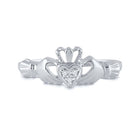 10K White Gold Round Diamond Women's Claddagh Heart Ring . 0.02 Cttw - Splendid Jewellery