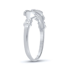 Load image into Gallery viewer, 10K White Gold Round Diamond Women's Claddagh Heart Ring . 0.02 Cttw - Splendid Jewellery