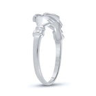 10K White Gold Round Diamond Women's Claddagh Heart Ring . 0.02 Cttw - Splendid Jewellery