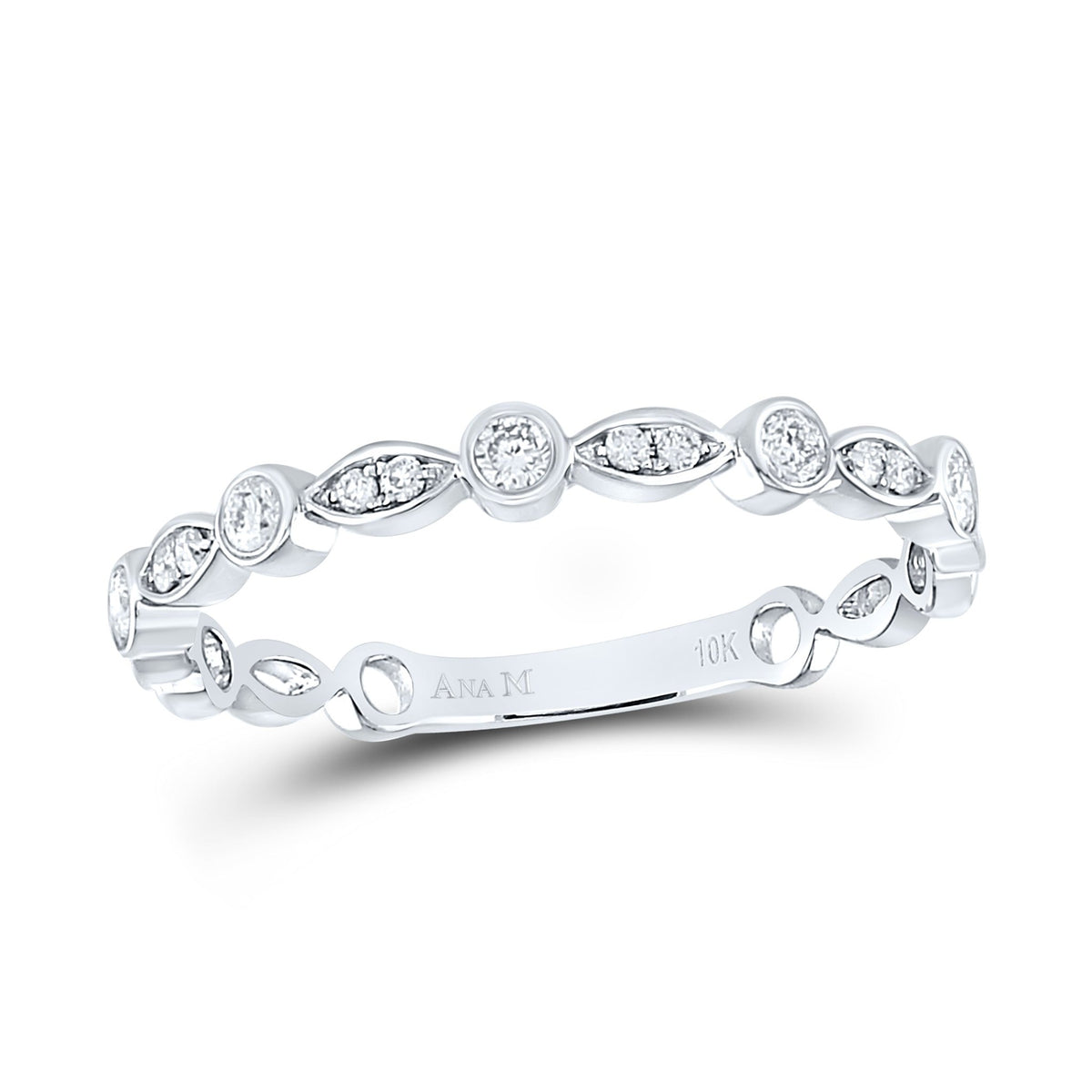 10K White Gold Round Diamond Women's Classic Stackable Band Ring 1/6 Cttw - Splendid Jewellery