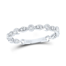 10K White Gold Round Diamond Women's Classic Stackable Band Ring 1/6 Cttw - Splendid Jewellery