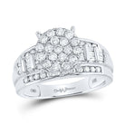 10K White Gold Round Diamond Women's Cluster Bridal Wedding Engagement Ring 1 Cttw - Splendid Jewellery