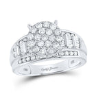 10K White Gold Round Diamond Women's Cluster Bridal Wedding Engagement Ring 1 Cttw - Splendid Jewellery
