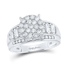 Load image into Gallery viewer, 10K White Gold Round Diamond Women's Cluster Bridal Wedding Engagement Ring 1 Cttw - Splendid Jewellery