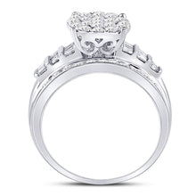 Load image into Gallery viewer, 10K White Gold Round Diamond Women's Cluster Bridal Wedding Engagement Ring 1 Cttw - Splendid Jewellery
