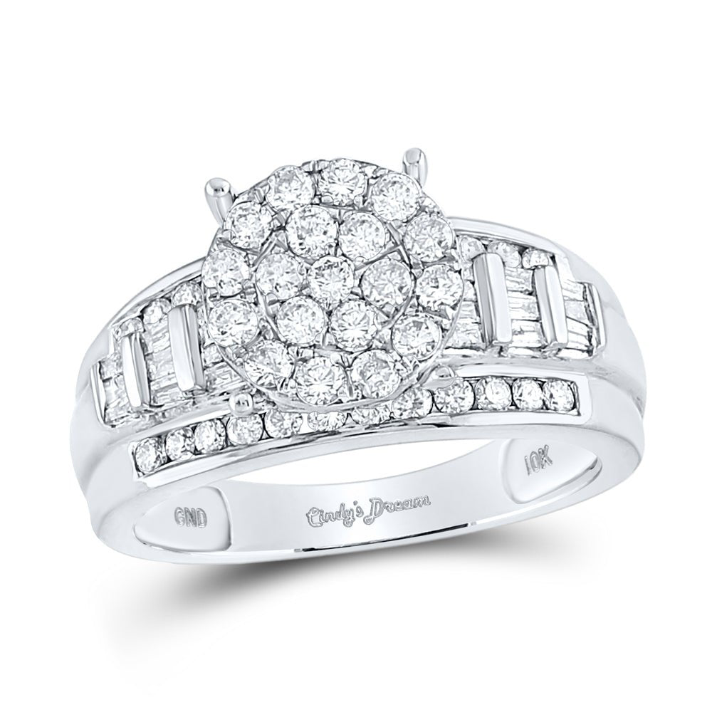 10K White Gold Round Diamond Women's Cluster Bridal Wedding Engagement Ring 1 Cttw - Splendid Jewellery