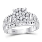 10K White Gold Round Diamond Women's Cluster Bridal Wedding Engagement Ring 1 Cttw - Splendid Jewellery