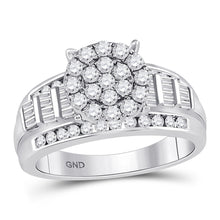 Load image into Gallery viewer, 10K White Gold Round Diamond Women's Cluster Bridal Wedding Engagement Ring 1 Cttw - Splendid Jewellery