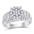 10K White Gold Round Diamond Women's Cluster Bridal Wedding Engagement Ring 1 Cttw - Splendid Jewellery