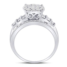 Load image into Gallery viewer, 10K White Gold Round Diamond Women's Cluster Bridal Wedding Engagement Ring 1 Cttw - Splendid Jewellery