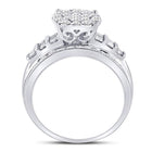 10K White Gold Round Diamond Women's Cluster Bridal Wedding Engagement Ring 1 Cttw - Splendid Jewellery