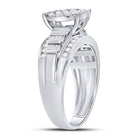 10K White Gold Round Diamond Women's Cluster Bridal Wedding Engagement Ring 1 Cttw - Splendid Jewellery