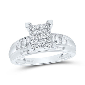 10K White Gold Round Diamond Women's Cluster Bridal Wedding Engagement Ring 1/2 Cttw - Splendid Jewellery