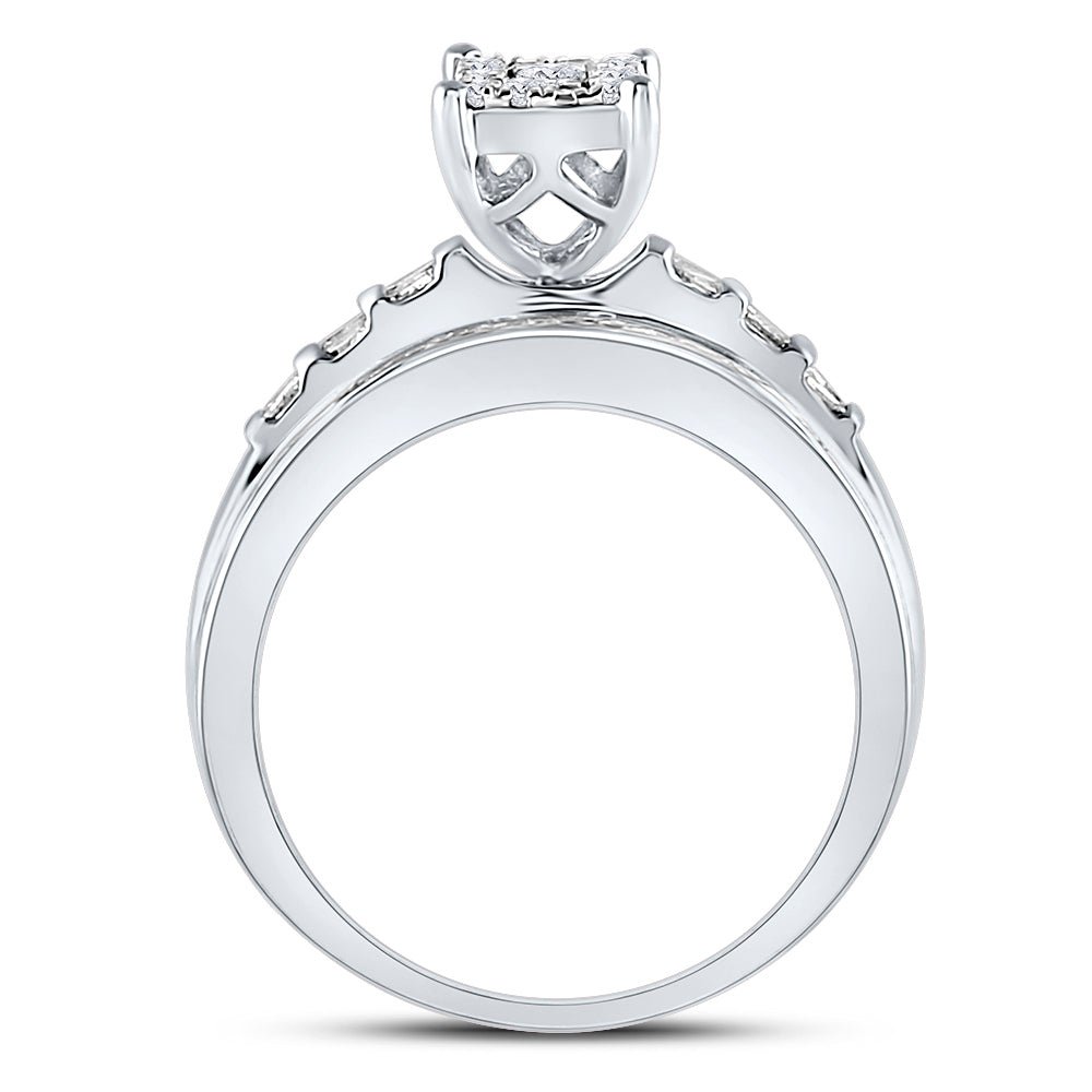 10K White Gold Round Diamond Women's Cluster Bridal Wedding Engagement Ring 1/2 Cttw - Splendid Jewellery