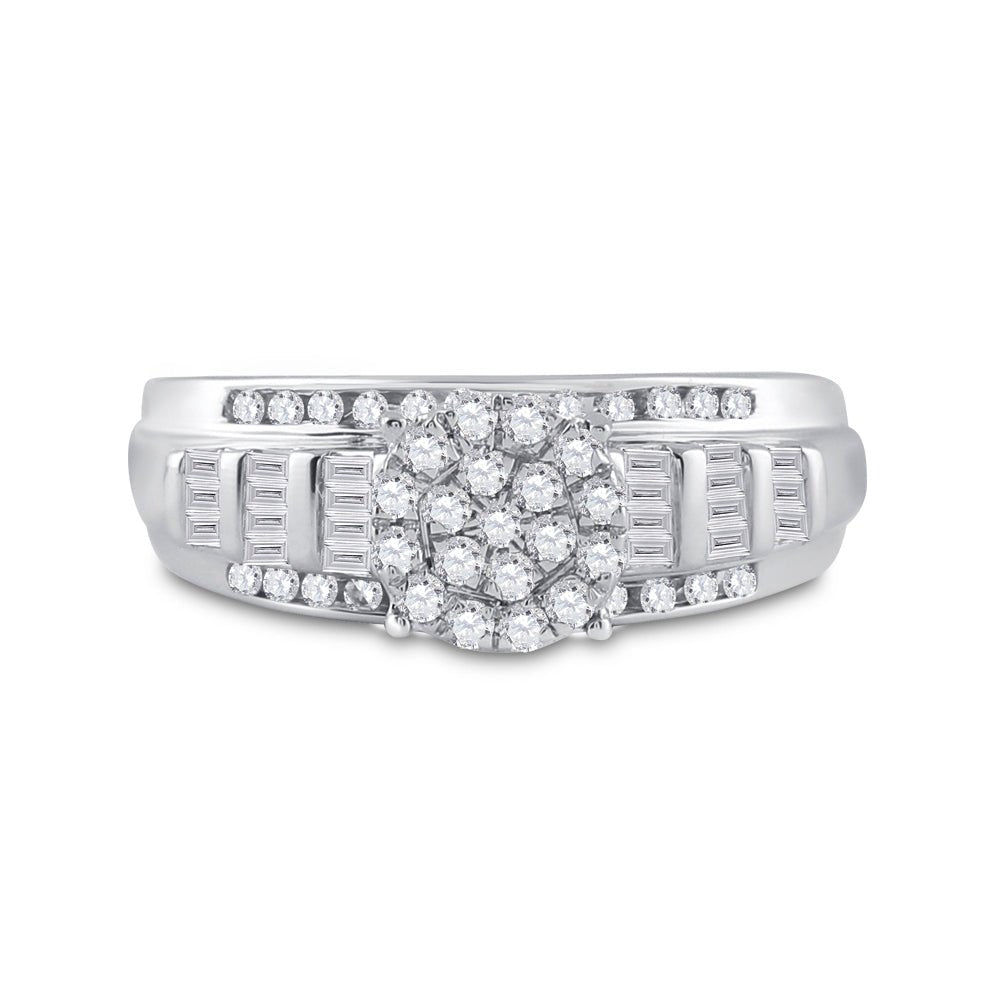 10K White Gold Round Diamond Women's Cluster Bridal Wedding Engagement Ring 1/2 Cttw - Splendid Jewellery