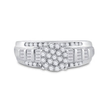 Load image into Gallery viewer, 10K White Gold Round Diamond Women's Cluster Bridal Wedding Engagement Ring 1/2 Cttw - Splendid Jewellery