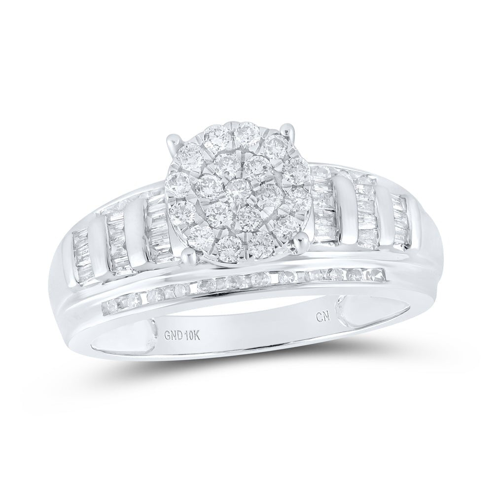 10K White Gold Round Diamond Women's Cluster Bridal Wedding Engagement Ring 1/2 Cttw - Splendid Jewellery