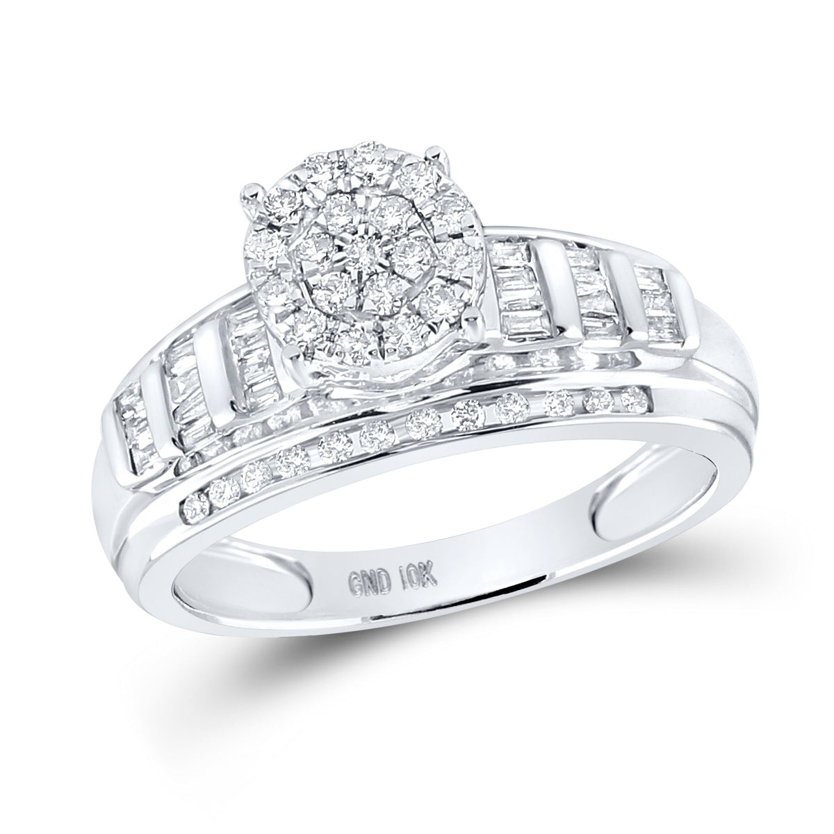 10K White Gold Round Diamond Women's Cluster Bridal Wedding Engagement Ring 1/2 Cttw - Splendid Jewellery