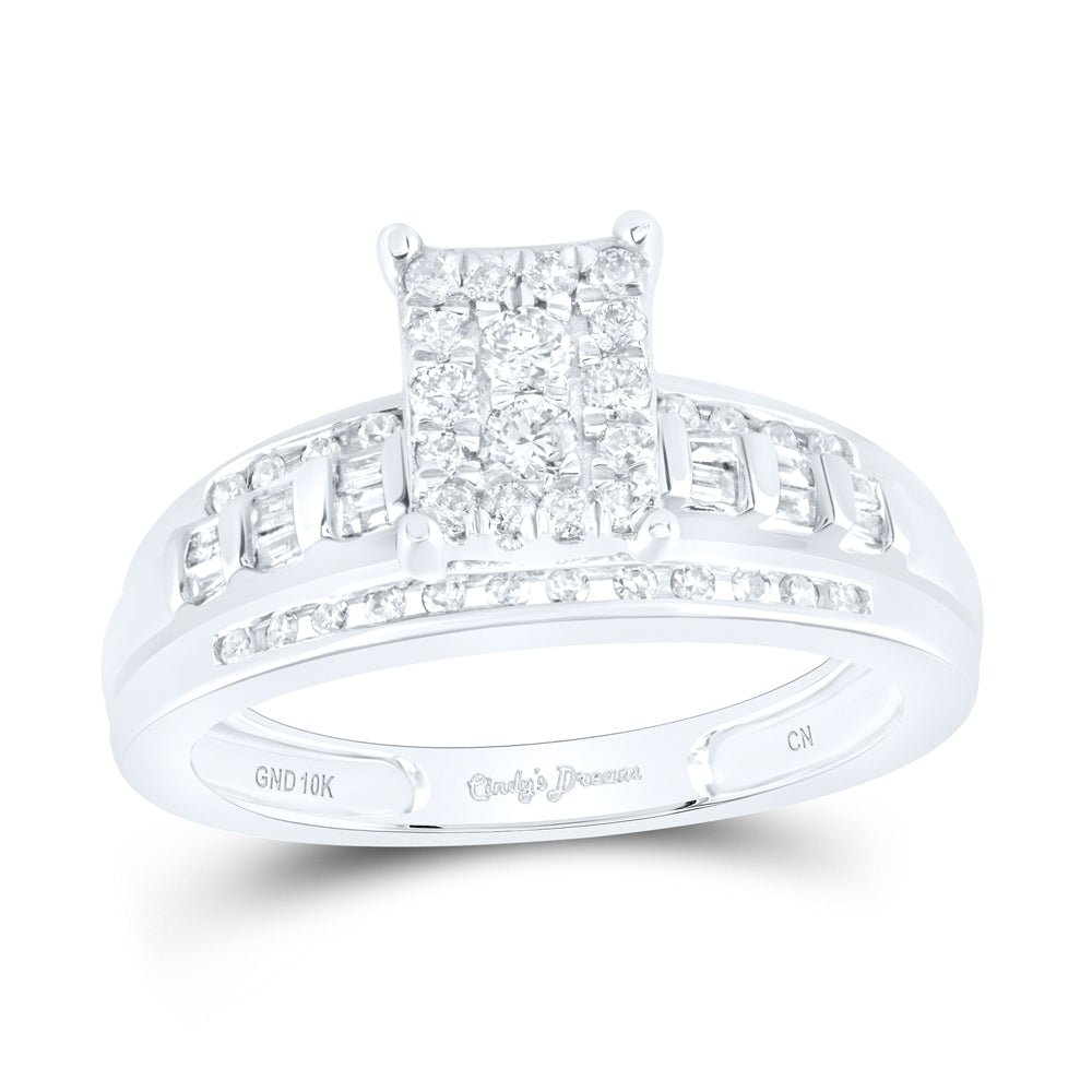 10K White Gold Round Diamond Women's Cluster Bridal Wedding Engagement Ring 1/2 Cttw - Splendid Jewellery