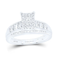 Load image into Gallery viewer, 10K White Gold Round Diamond Women's Cluster Bridal Wedding Engagement Ring 1/2 Cttw - Splendid Jewellery