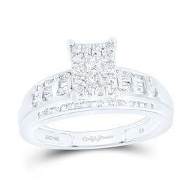10K White Gold Round Diamond Women's Cluster Bridal Wedding Engagement Ring 1/2 Cttw - Splendid Jewellery