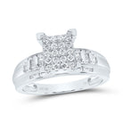 10K White Gold Round Diamond Women's Cluster Bridal Wedding Engagement Ring 1/2 Cttw - Splendid Jewellery