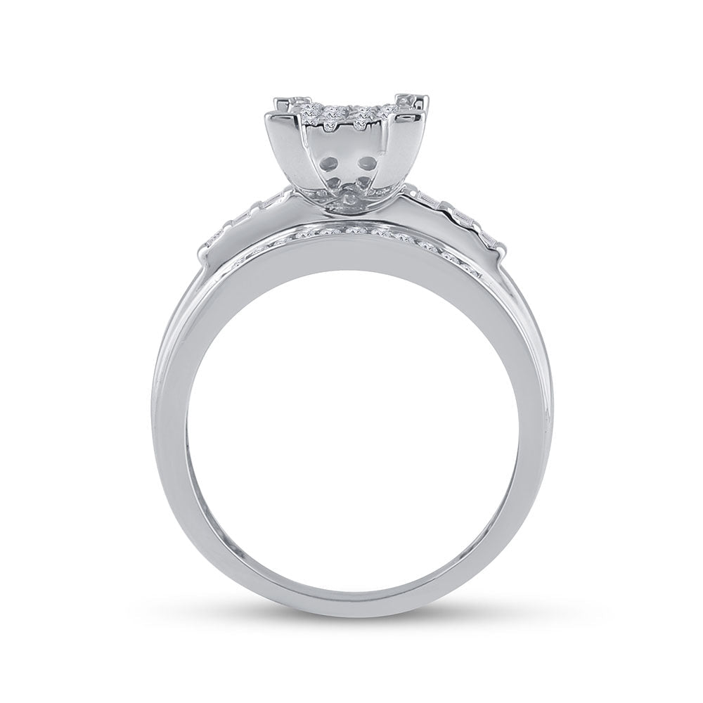 10K White Gold Round Diamond Women's Cluster Bridal Wedding Engagement Ring 1/2 Cttw - Splendid Jewellery