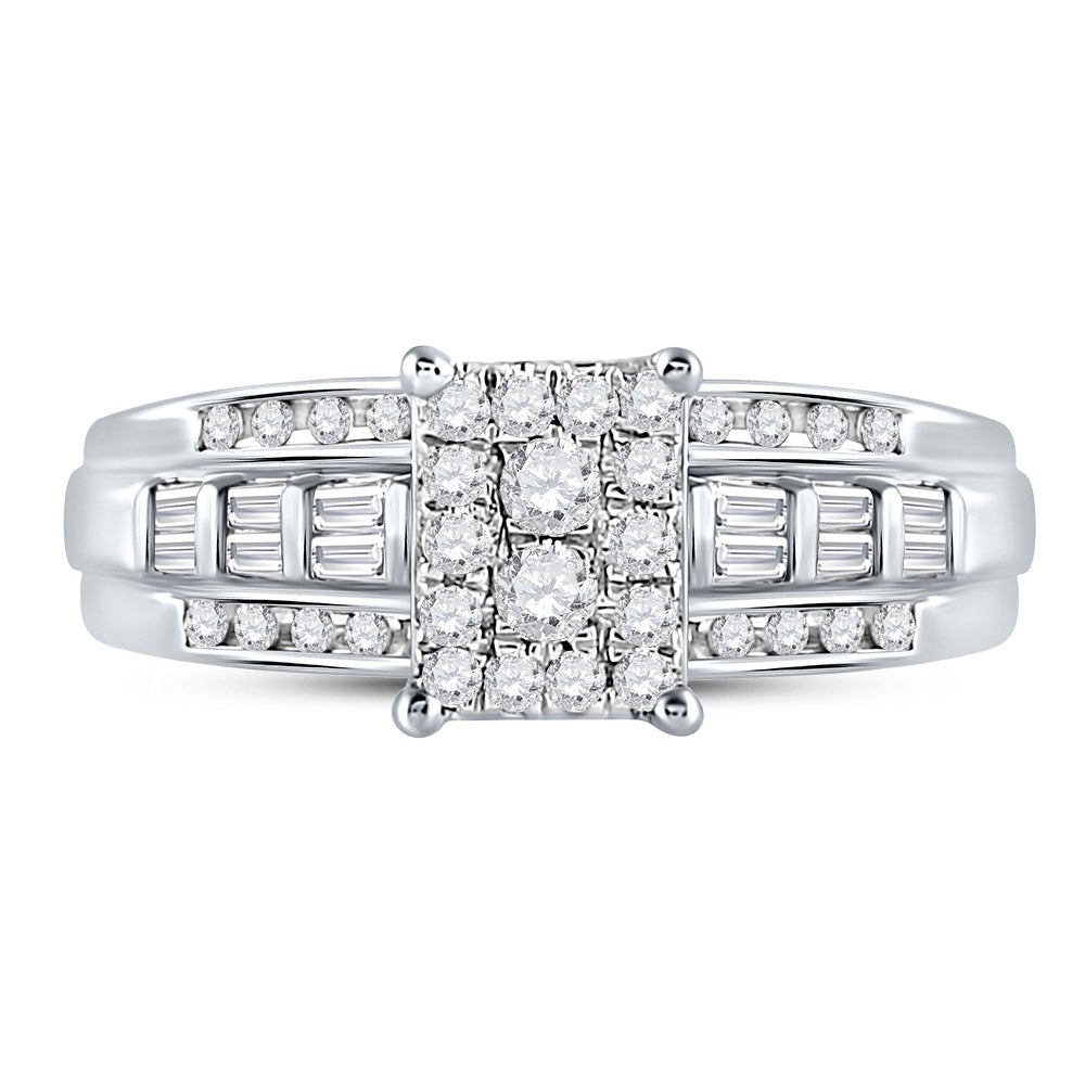 10K White Gold Round Diamond Women's Cluster Bridal Wedding Engagement Ring 1/2 Cttw - Splendid Jewellery