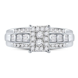 10K White Gold Round Diamond Women's Cluster Bridal Wedding Engagement Ring 1/2 Cttw - Splendid Jewellery
