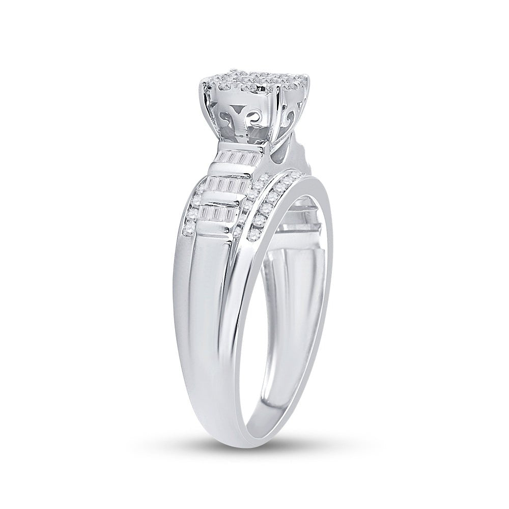 10K White Gold Round Diamond Women's Cluster Bridal Wedding Engagement Ring 1/2 Cttw - Splendid Jewellery