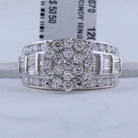 10K White Gold Round Diamond Women's Cluster Bridal Wedding Engagement Ring 2 Cttw - Splendid Jewellery