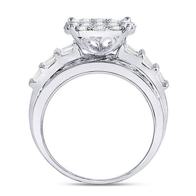 10K White Gold Round Diamond Women's Cluster Bridal Wedding Engagement Ring 2 Cttw - Splendid Jewellery