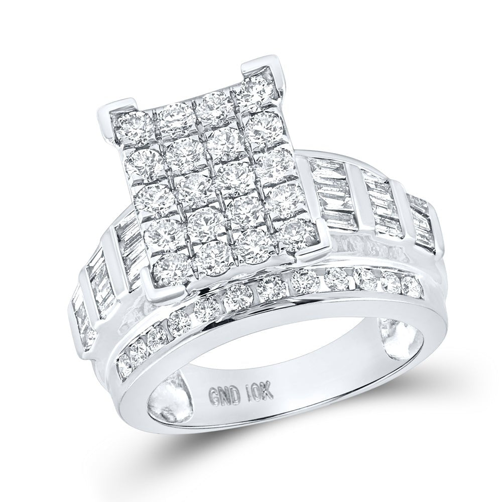 10K White Gold Round Diamond Women's Cluster Bridal Wedding Engagement Ring 2 Cttw - Splendid Jewellery