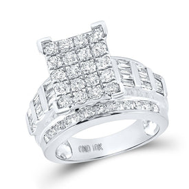 10K White Gold Round Diamond Women's Cluster Bridal Wedding Engagement Ring 2 Cttw - Splendid Jewellery