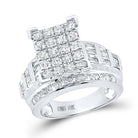 10K White Gold Round Diamond Women's Cluster Bridal Wedding Engagement Ring 2 Cttw - Splendid Jewellery