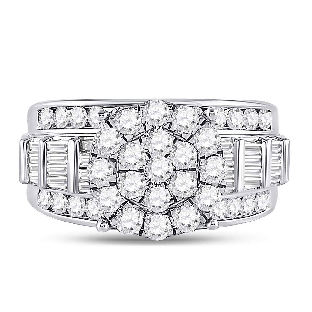 10K White Gold Round Diamond Women's Cluster Bridal Wedding Engagement Ring 2 Cttw - Splendid Jewellery