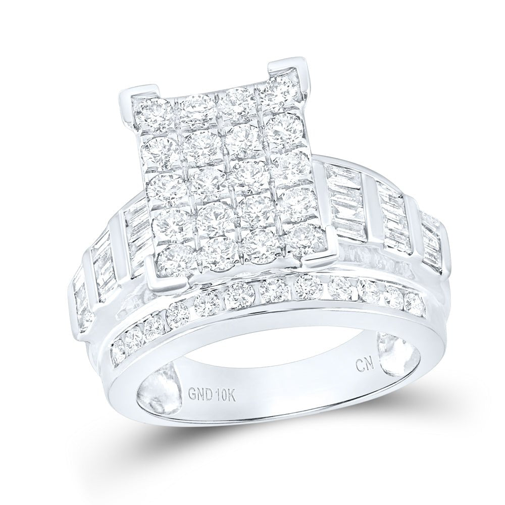 10K White Gold Round Diamond Women's Cluster Bridal Wedding Engagement Ring 2 Cttw - Splendid Jewellery