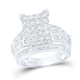 10K White Gold Round Diamond Women's Cluster Bridal Wedding Engagement Ring 2 Cttw - Splendid Jewellery